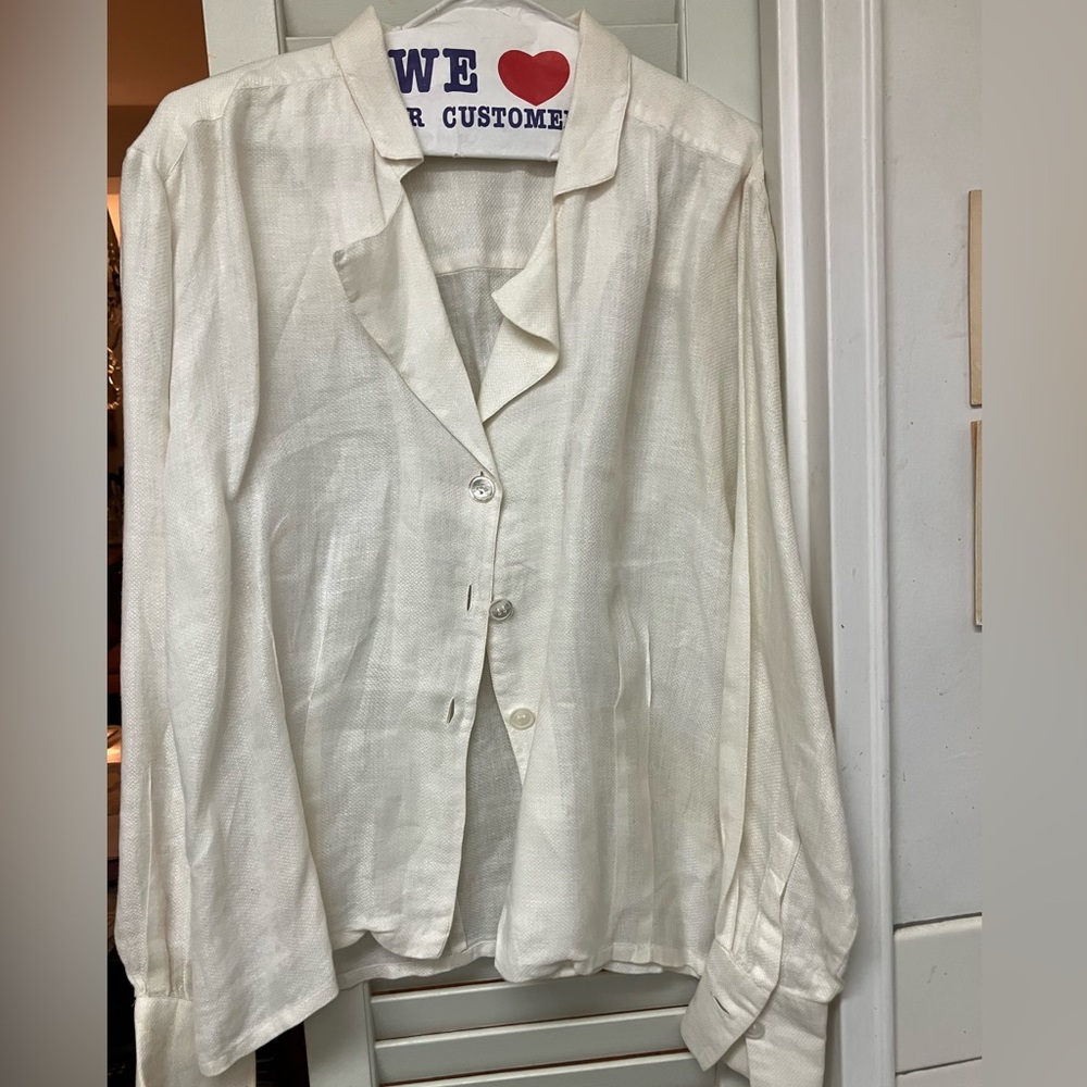 Mary McFadden Cream Linen Top
